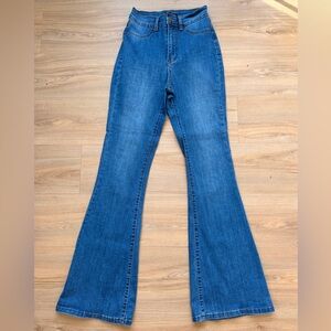 SHEIN Blue High-Rise Flare Jeans